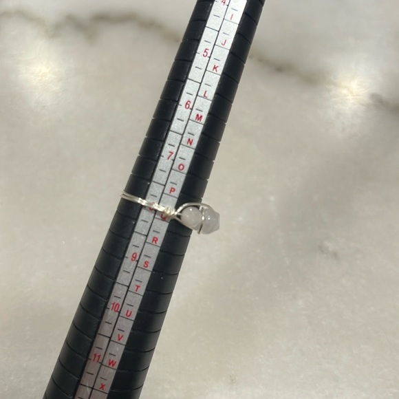 3 Stone Rose Quartz Hand Wrapped Copper Wire Ring - Picture 8 of 8